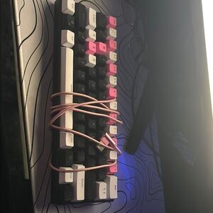 Pink and White Wired Keyboard